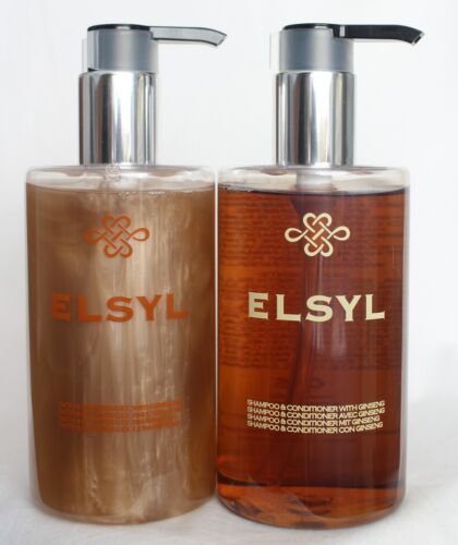 Shampoo and Conditioner & Bath and Shower Gel - Ginseng - Elsyl - 1 x 300ml Bottle of each - Refillable
